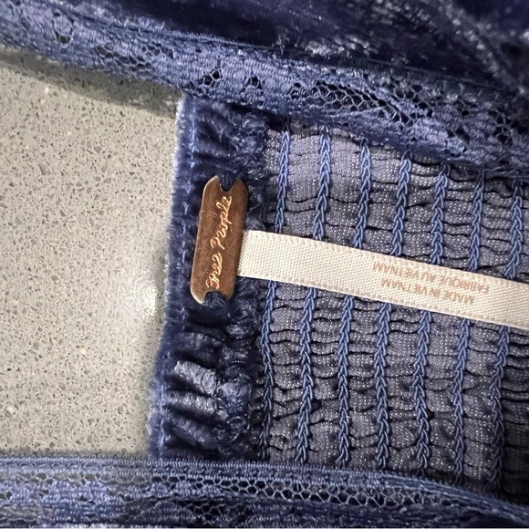 Free people velvet  Twist-Front Blue Top - Picture 7 of 12